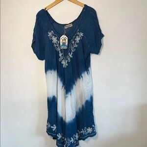 Shore Drive Blue Floral Embroidered Top